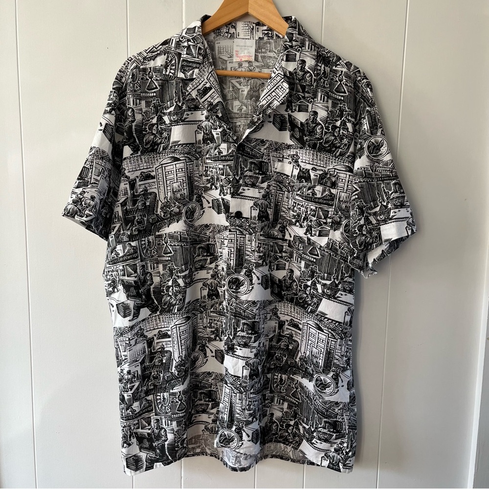 Vintage 90s Geekware By Metrowerks Code Warrior Button Up Shirt Tech Black White